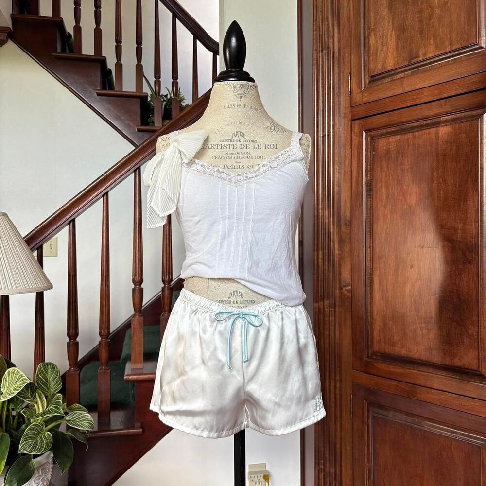 White Satin Bride Wedding Bridal Pajama Sleep Shorts